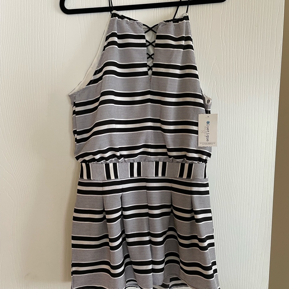 NWT Black & White stripped Romper